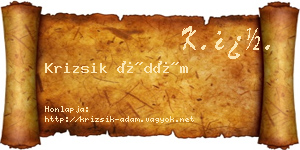 Krizsik Ádám névjegykártya