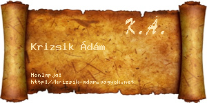 Krizsik Ádám névjegykártya